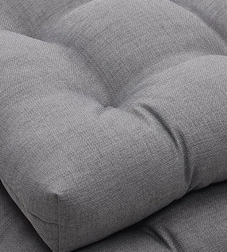 Pillow Perfect Textured Gray Wicker Seat Cushions – Indoor/Outdoor 2-Pack, Weather-Resistant Design 1