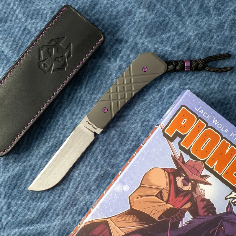 Pioneer Fixedc Folder – Dark Blast Titanium Handle With Crosshatch Texture (Version 2) 1