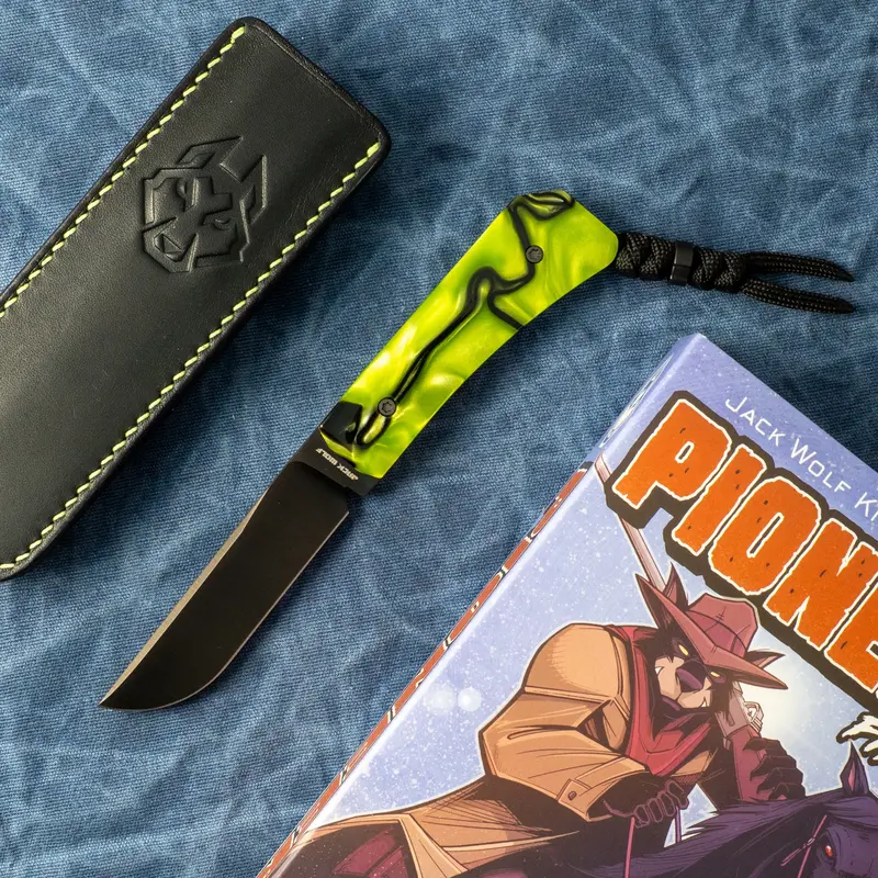 Pioneer Fixedc Folder – Toxic Green Kirinite Handle 1