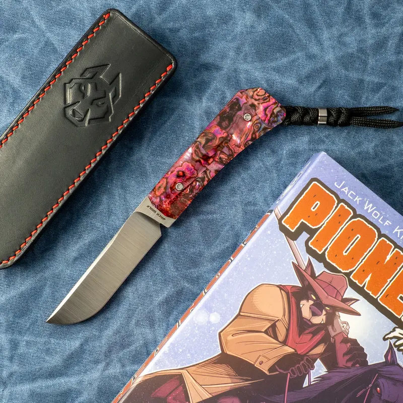 Pioneer Fixedc Folding Knife – Red Abalone Scale Handle 1