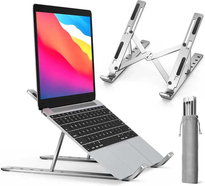Portable Aluminum Laptop Stand – Adjustable Ergonomic Desk Riser For Home Or Office 1