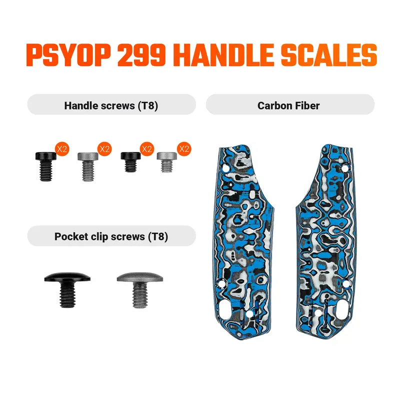 Psyop 299 Replacement Handle Scale Set: Blue Carbon Fiber (W0401) 1
