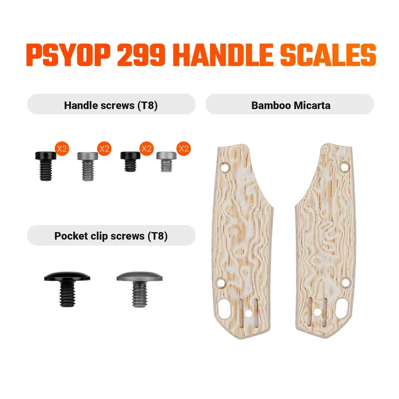 Psyop 299 Replacement Handle Scale Set: Ivory Drift Bamboo Micarta (W0405) 1