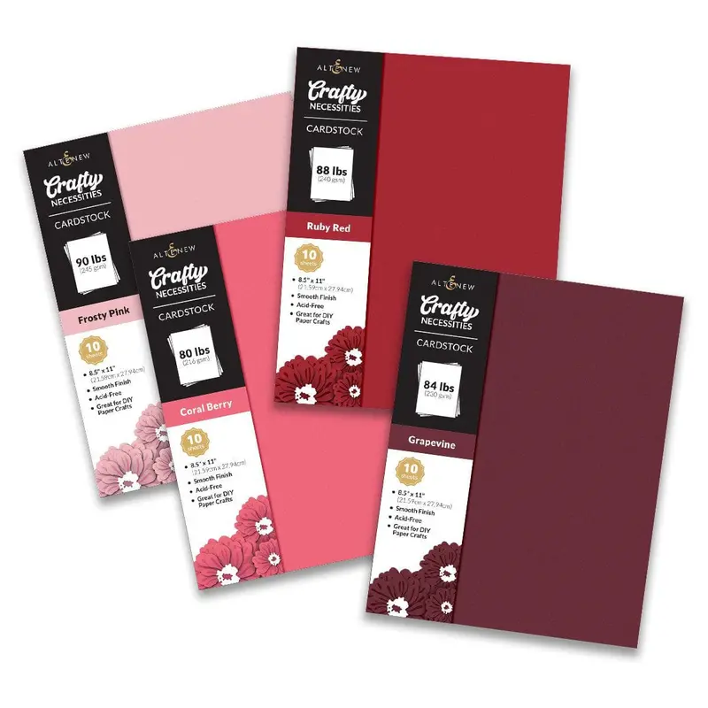 Red Cosmos Cardstock Set – Vibrant 10-Sheet Crafting Bundle 1
