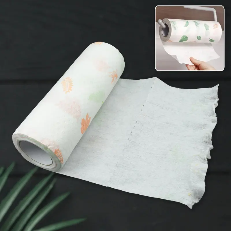 Reusable Non-Woven Kitchen Tissue Roll – Oil-Absorbing, Washable & Printed Wipe For Dishes, Counters & Cleaning 1