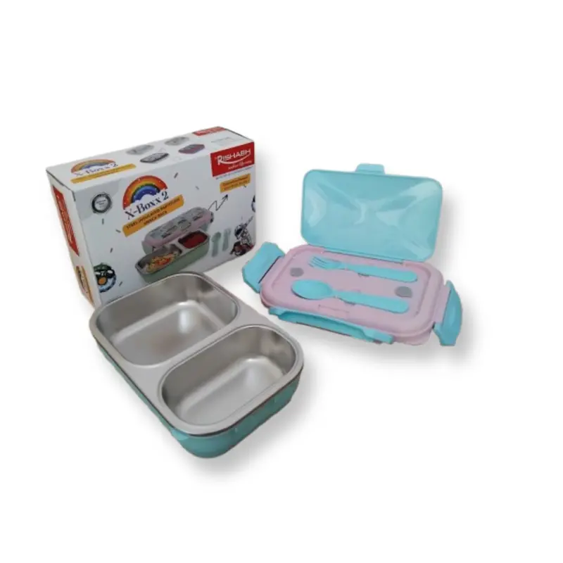 Rishabh X Boxx 2-Tier Partitioned Stainless Steel Lunch Container 1