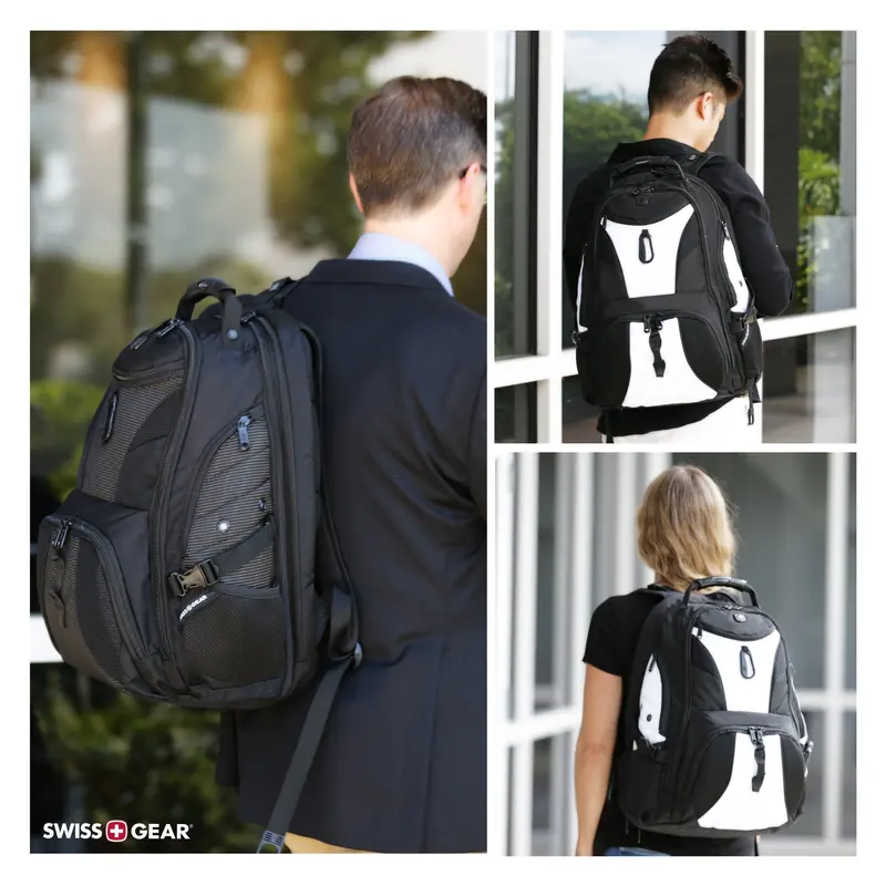 Swissgear 1900 Scansmart Large Laptop Backpack – Black/White Dual-Tone, 17" Sleeve, Travel-Optimized Design 1