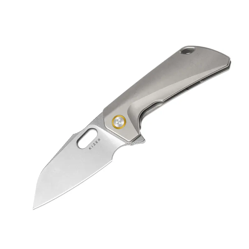 Takahe Folding Knife – Grey Titanium Handle With Stonewash-Finished S35Vn Blade 1