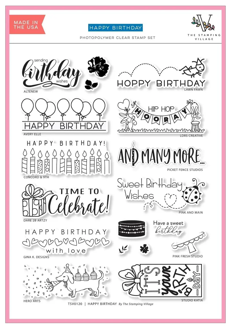 The Stamping Village 'Happy Birthday' Clear Stamp Set 1