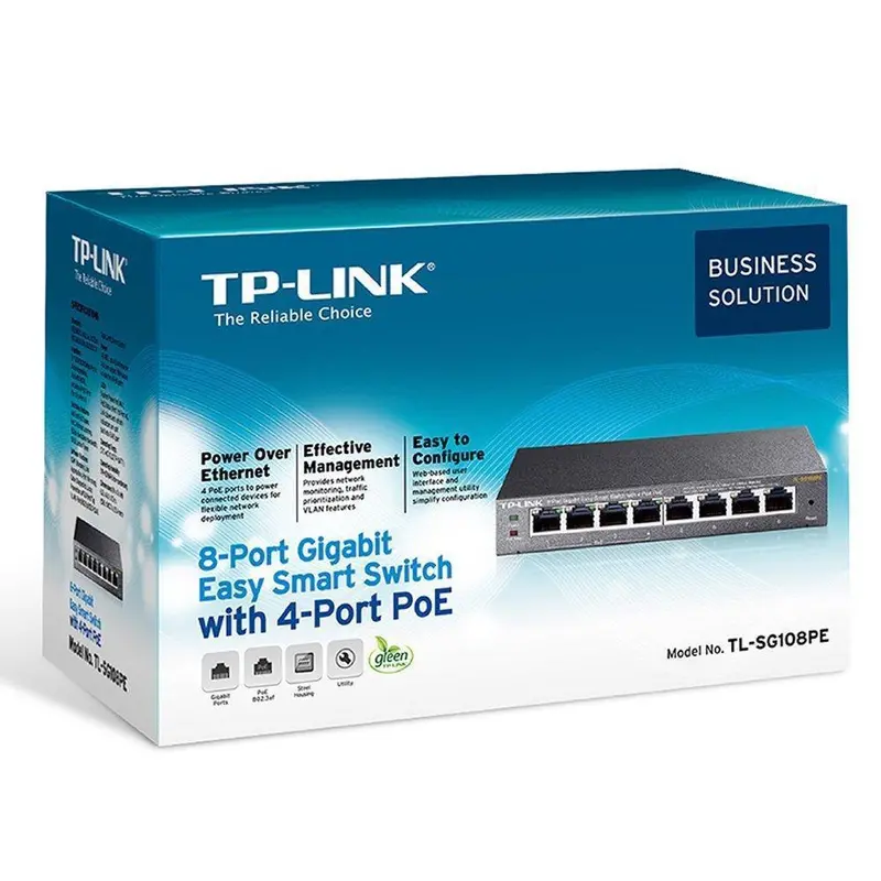 Tp-Link Tl-Sg108Pe 8-Port Gigabit Poe Switch – Managed Desktop Switch With 4 Ieee 802.3Af Ports 1