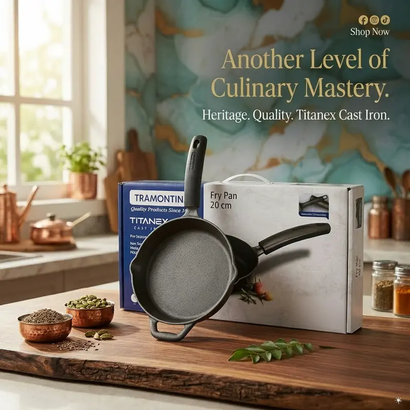 Tramontina Titanex 20 Cm Cast Iron Fry Pan With Silicone Grip Handle – Ergonomic, Heat-Resistant Design 1