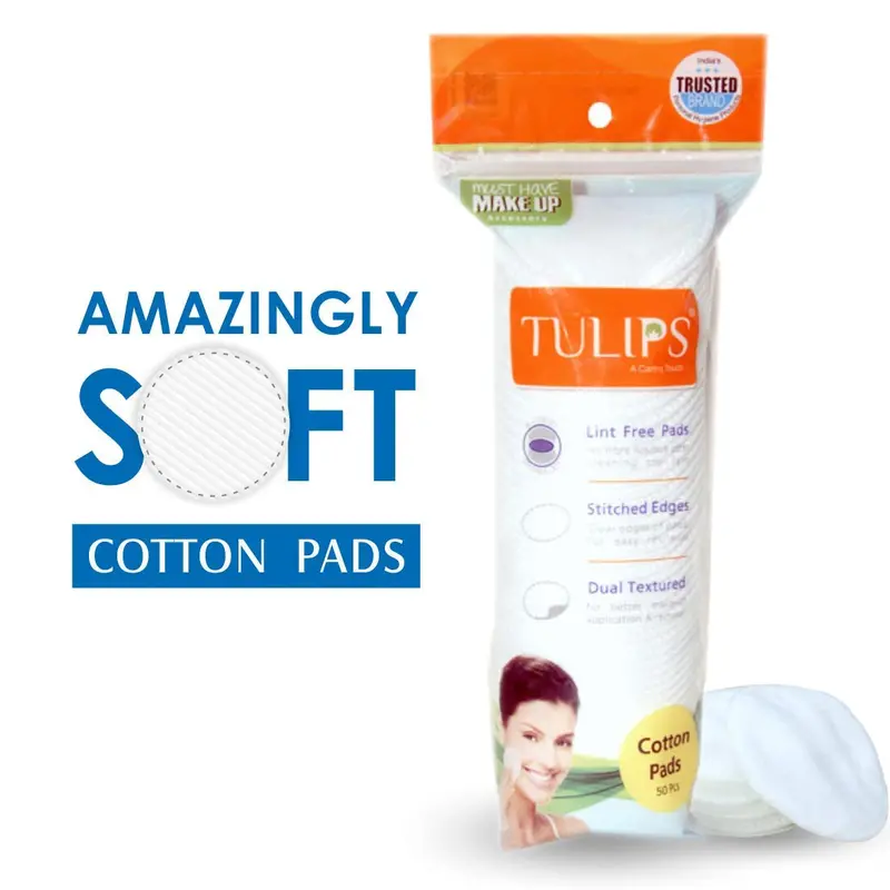 Tulips Round Facial Cotton Pads – Soft, Lint-Free 50-Pad Pack For Makeup And Care 1
