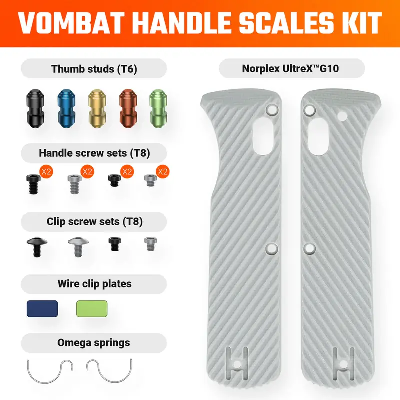 Vombat Replacement Handle Scales – Gray Norplex Ultrex™ G10 1