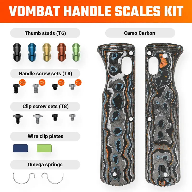 Vombat Replacement Handle Scales In Gulf Camo Carbon Fiber 1