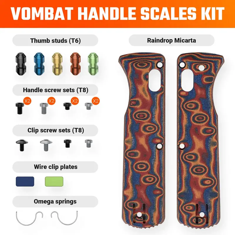 Vombat Replacement Handle Scales In Raindrop Micarta 1