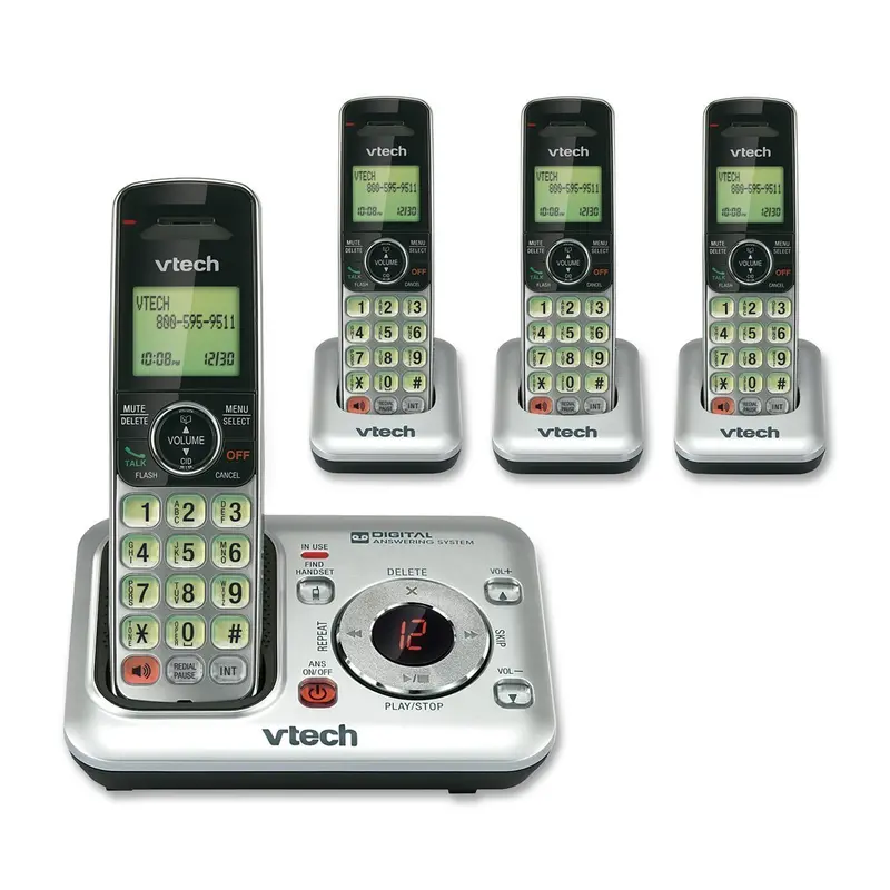 Vtech Cs6429-4 Dect 6.0 Cordless Phone System – 4-Handset Expandable Base With Caller Id & Answering Machine 1