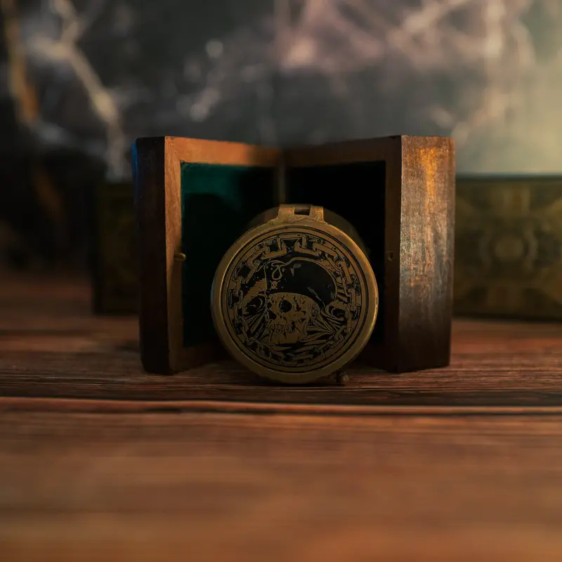 Wave Compass Pocket Tool – Engraved Brass Edition 1