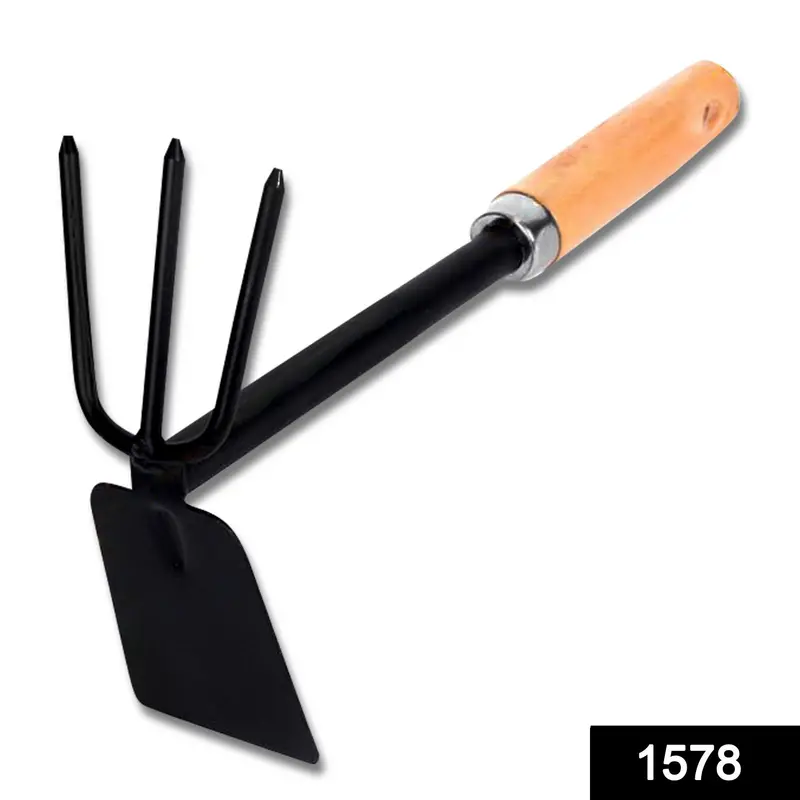 Wood-Handled Dual-Blade Garden Hoe Tool 1