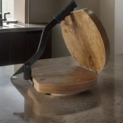 Wooden Roti Press Machine With Ergonomic Handle – Kitchen Flatbread Maker 1