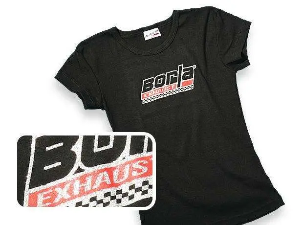 Borla 21285 Women’S Checkered Black Scoop Neck T-Shirt – Small Size Apparel 1