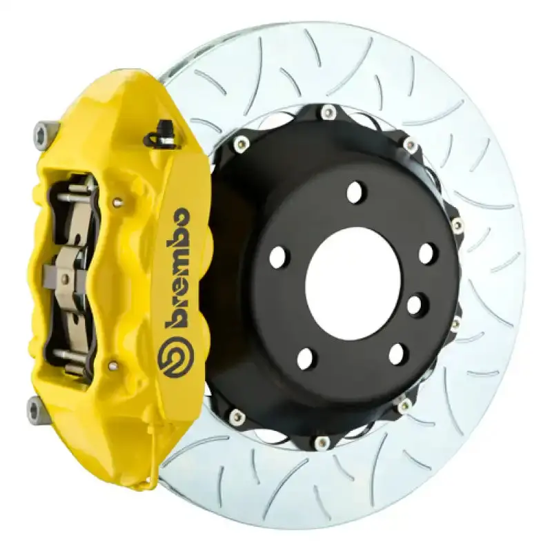 Brembo Rear Big Brake Kit For 2006–2009 Porsche 997.1 Gt3 & Gt3 Rs (Non-Pccb) – 4-Piston Calipers, 380X28Mm Two-Piece Slotted Rotors, Yellow Finish 1
